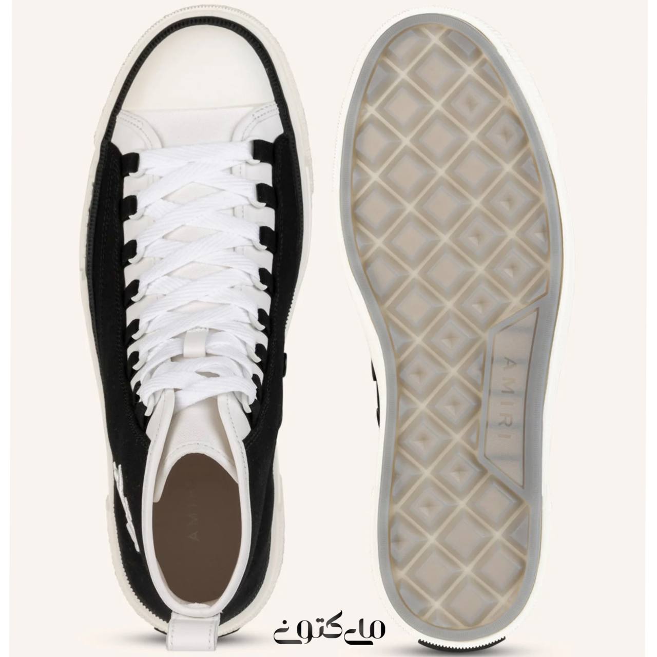 کفش امیری ساقدار مشکی سفید | AMIRI high top